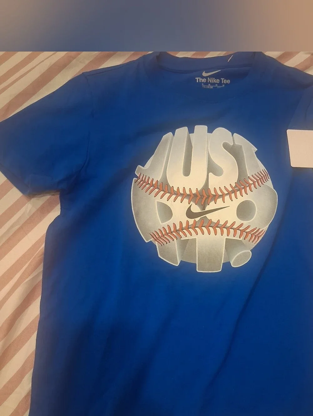 Nike Royal Blue Short Sleeve Tee with Baseball 'JUST DO IT' Graphic